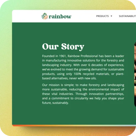 Rainbow Our Story page design