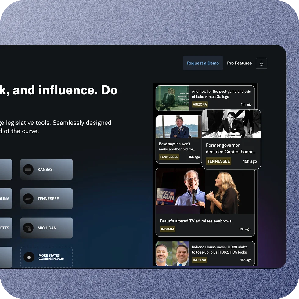 State Affairs landing page showcasing multi-state coverage across Arizona, Tennessee, Indiana