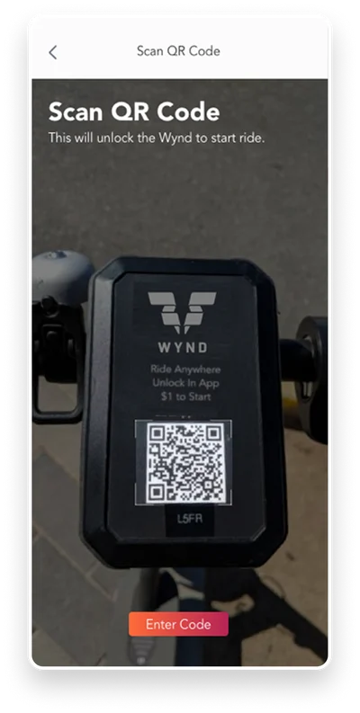 Wynd app ride started screen