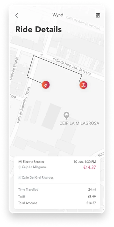Wynd app QR code scanner screen